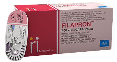 FILAPRON Шовний матеріал з сополімера гліколід і капролактона (Poliglecaprone 25) ,що розсмоктується USP: 4-0 45 см 16мм 3/8 кола, зворотньо-ріжуча